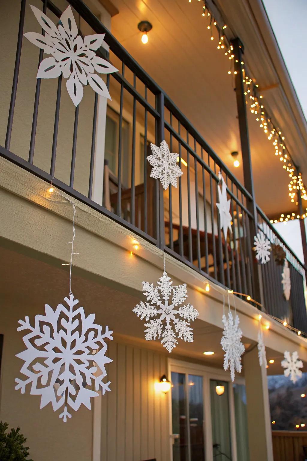 Handmade paper snowflakes provide a personal and festive accent.