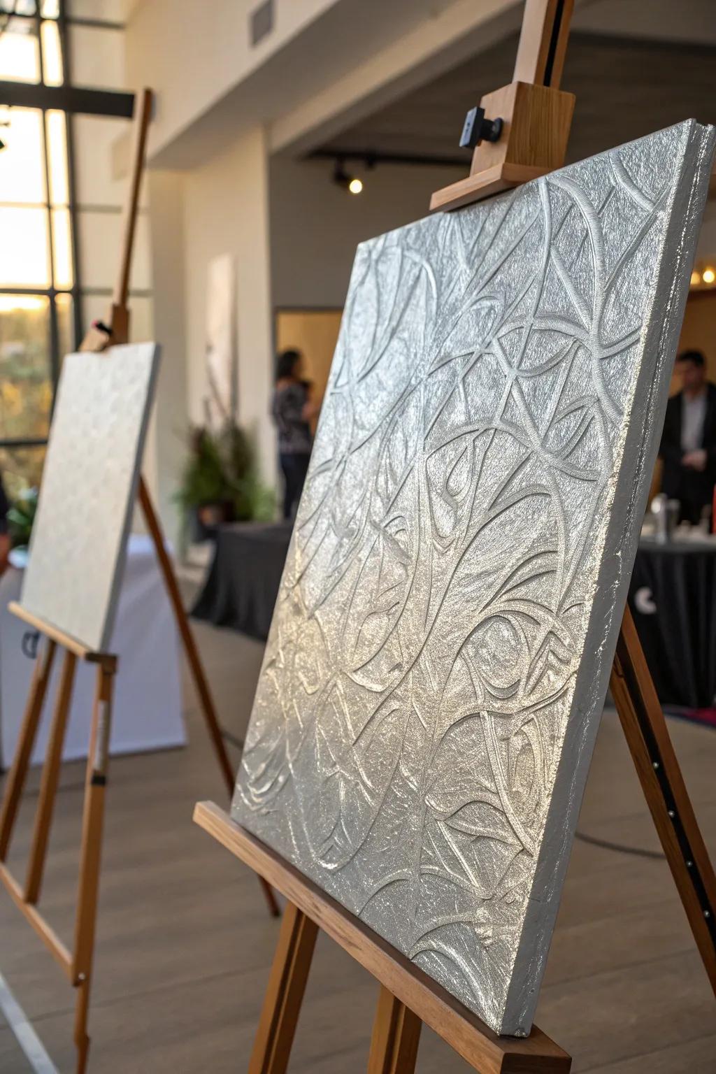 Explore surprising textures with crumpled foil impressions.