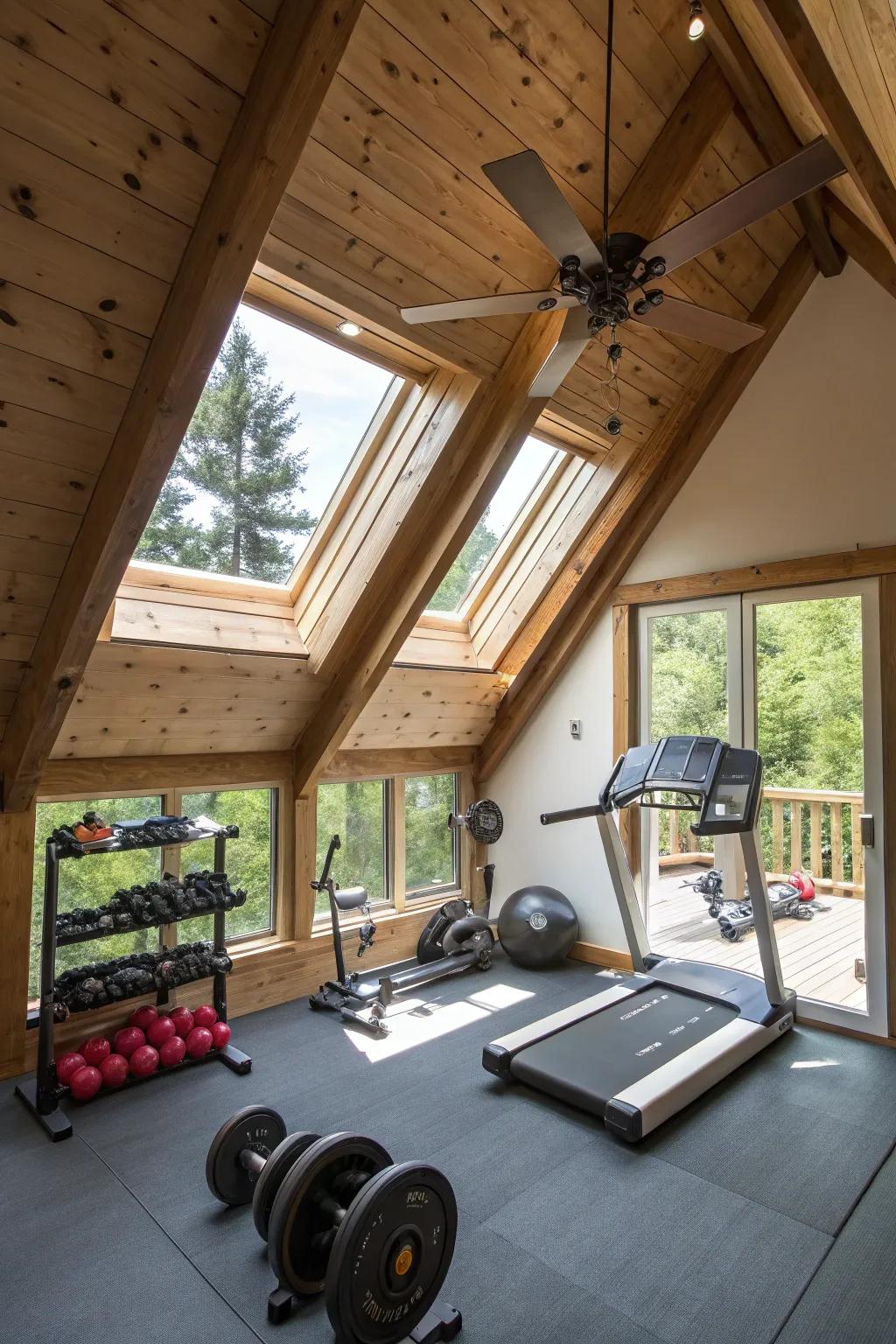 Good ventilation keeps your attic fitness area fresh and airy.