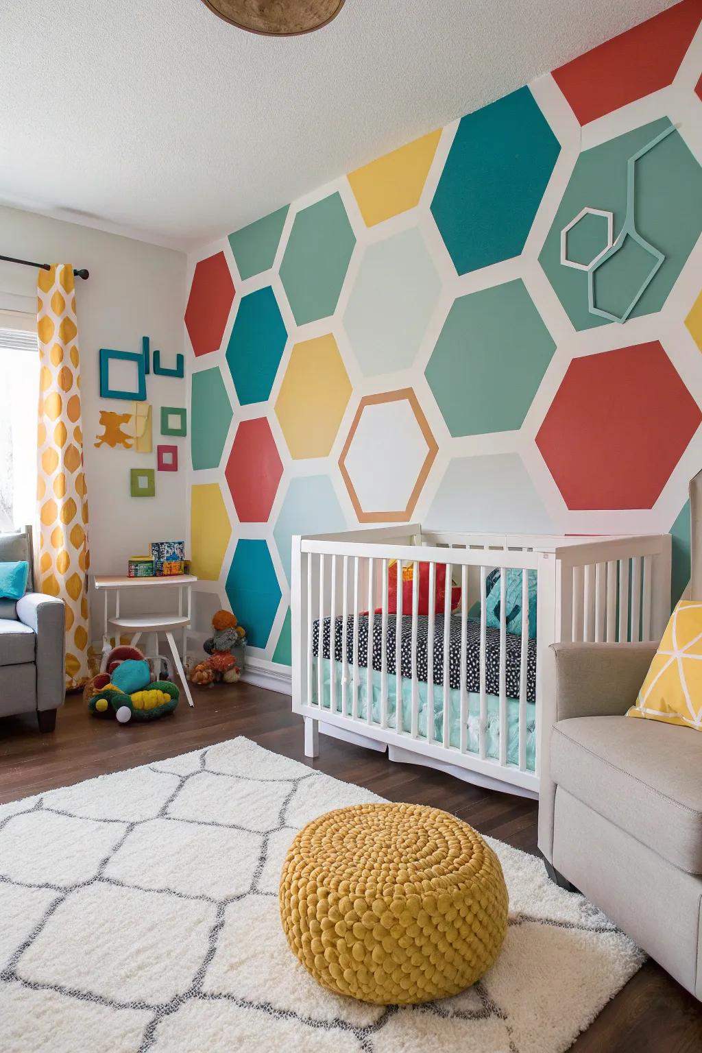 Engage the vision with a nursery inspired by geometric designs.