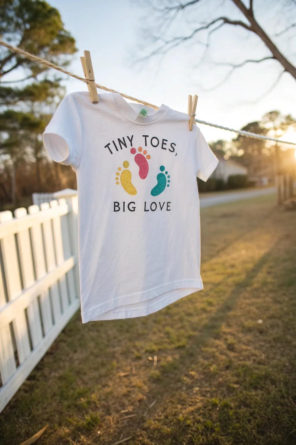 A cheerful t-shirt that celebrates tiny toes and big love.