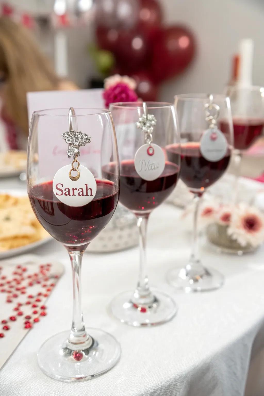 Stemware featuring personalized identifiers.