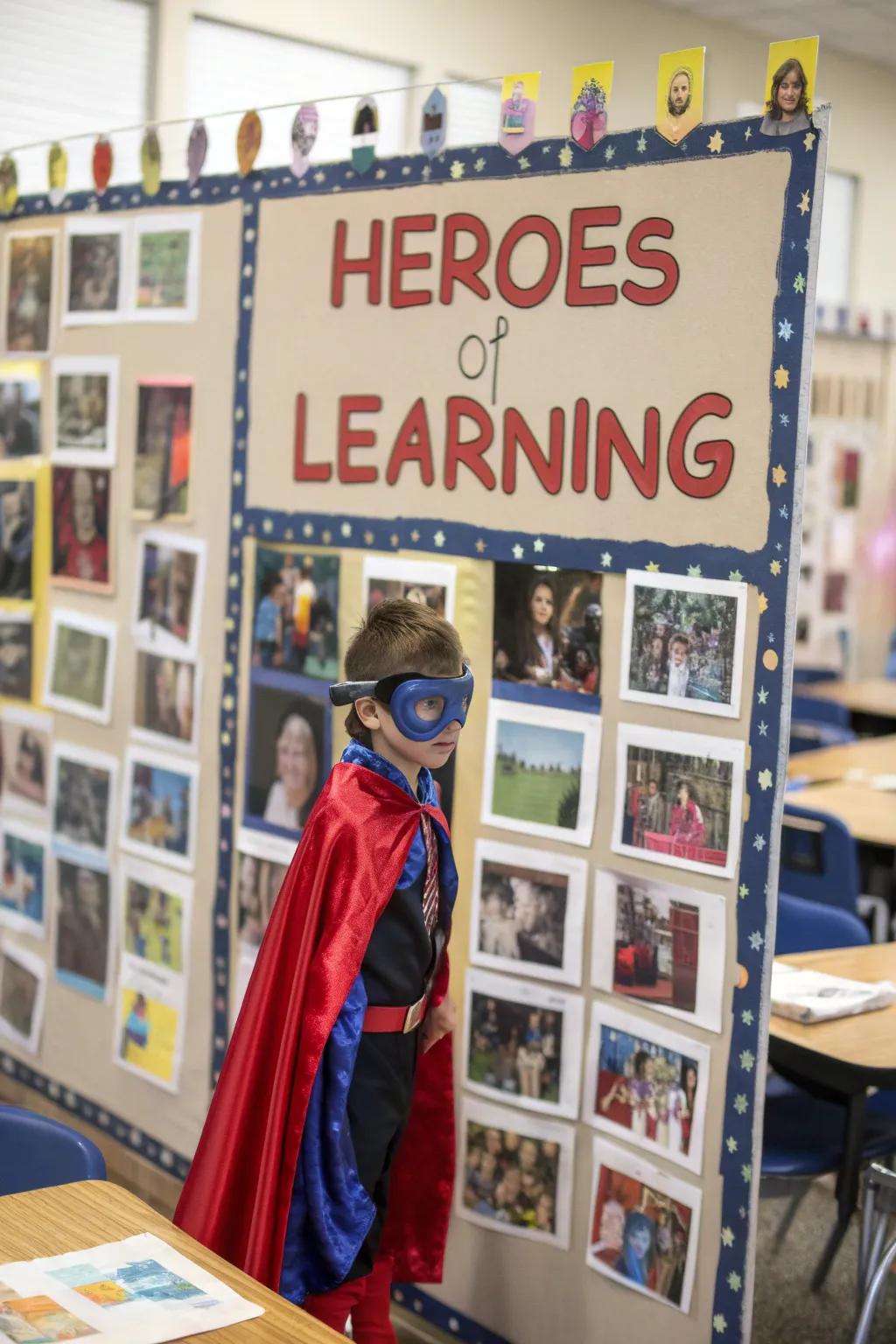 Motivate and inspire students with a superhero-themed bulletin board.