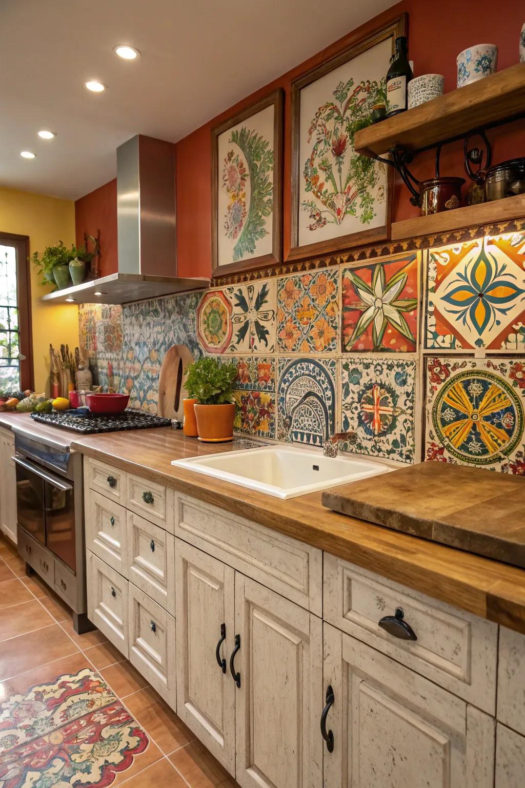 Express artistry with a colorful Talavera tile backsplash.