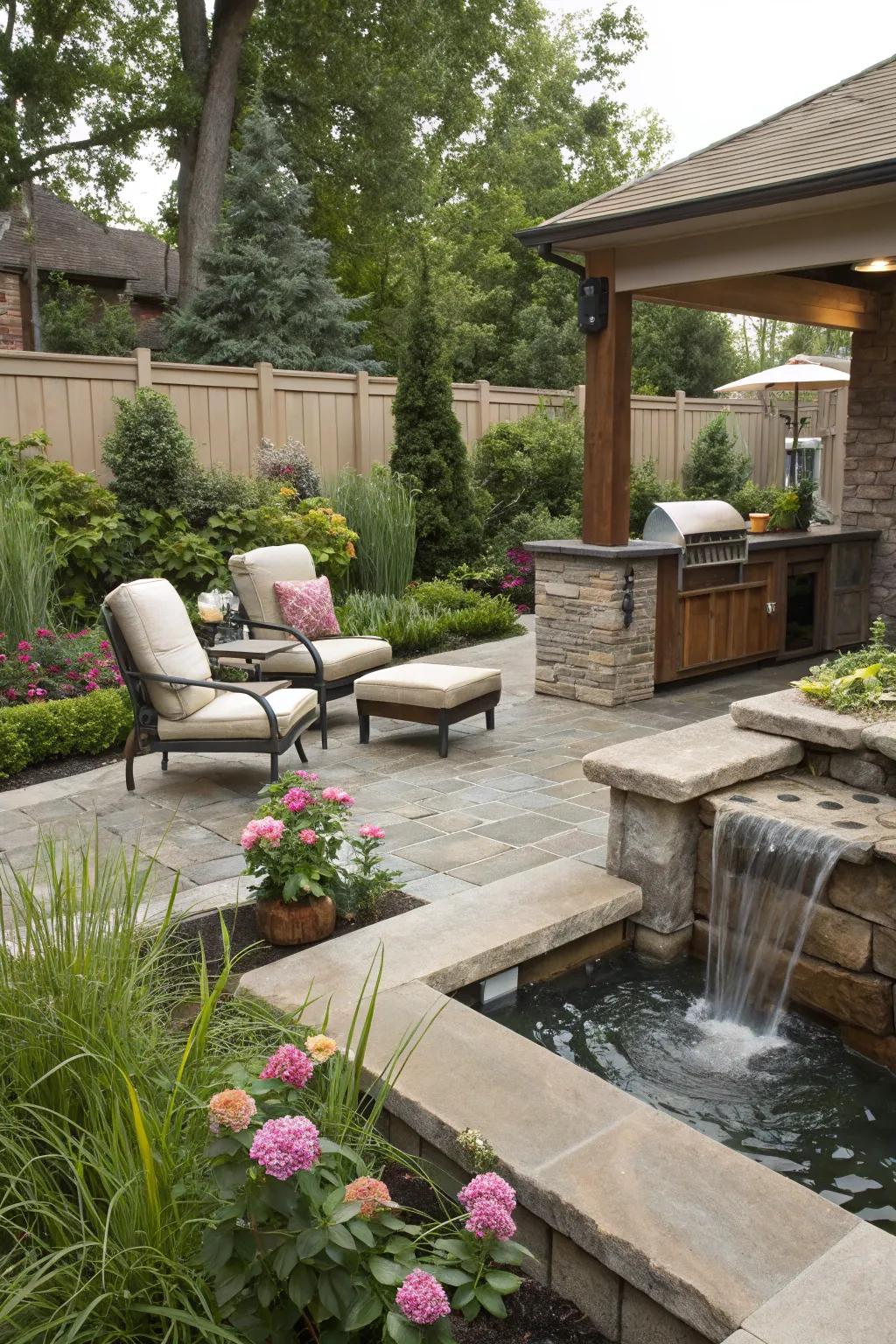 A serenity nook adds tranquility to your BBQ space.