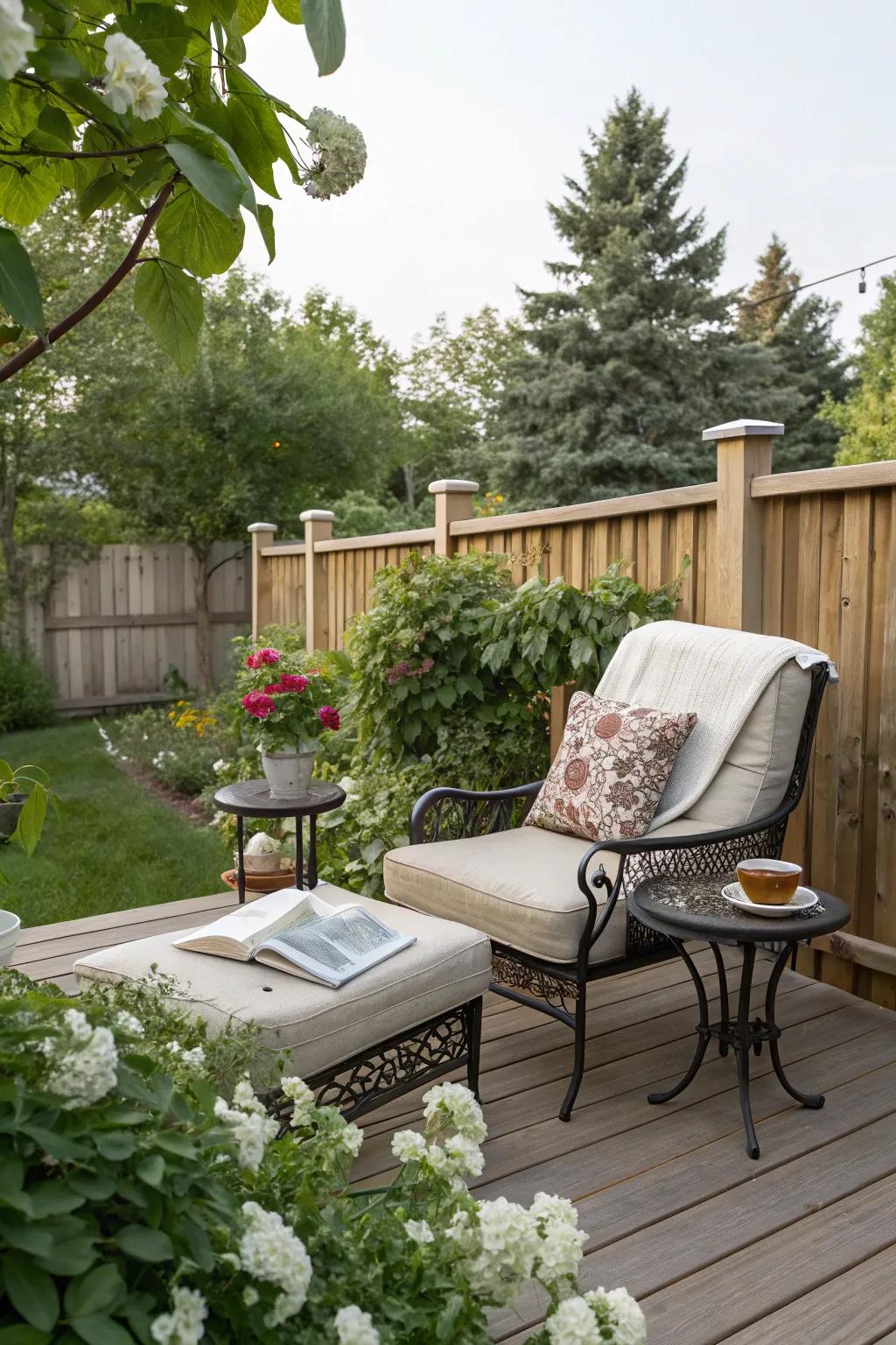 A reading space provides a tranquil retreat.