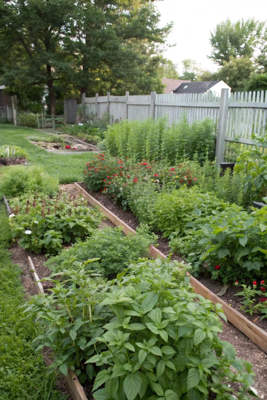 Plants for consumption offer visual interest and garden-fresh harvests.