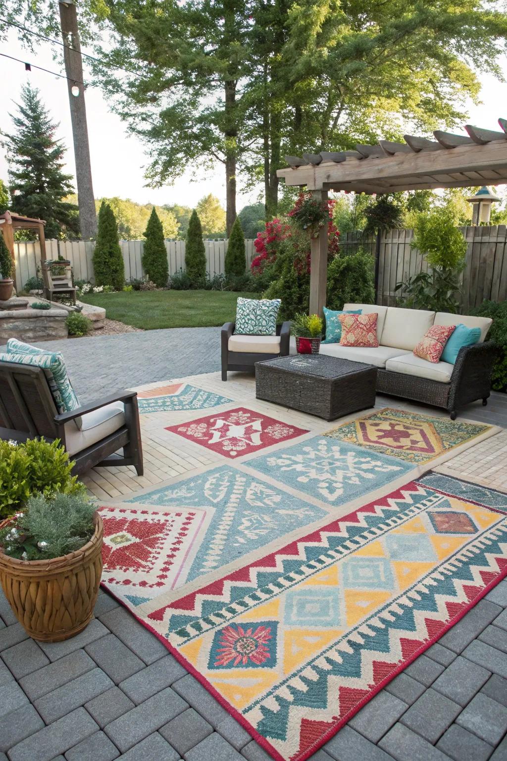 Outdoor rugs can add comfort and style to your patio.