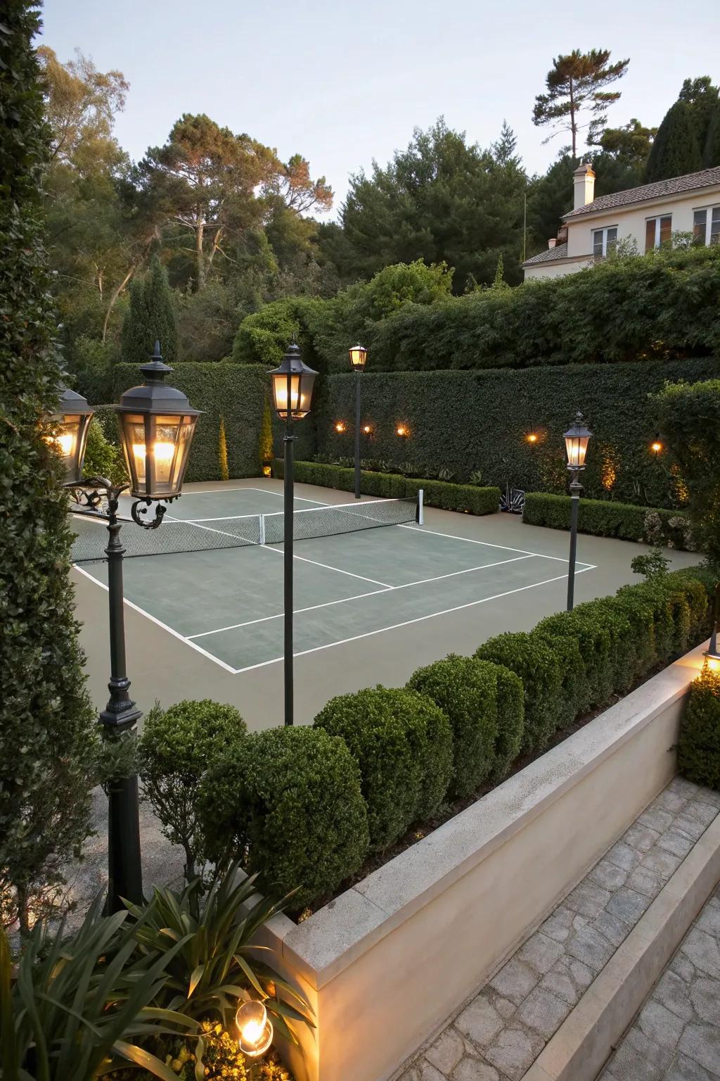 Serve up sophistication with a backyard tennis court.