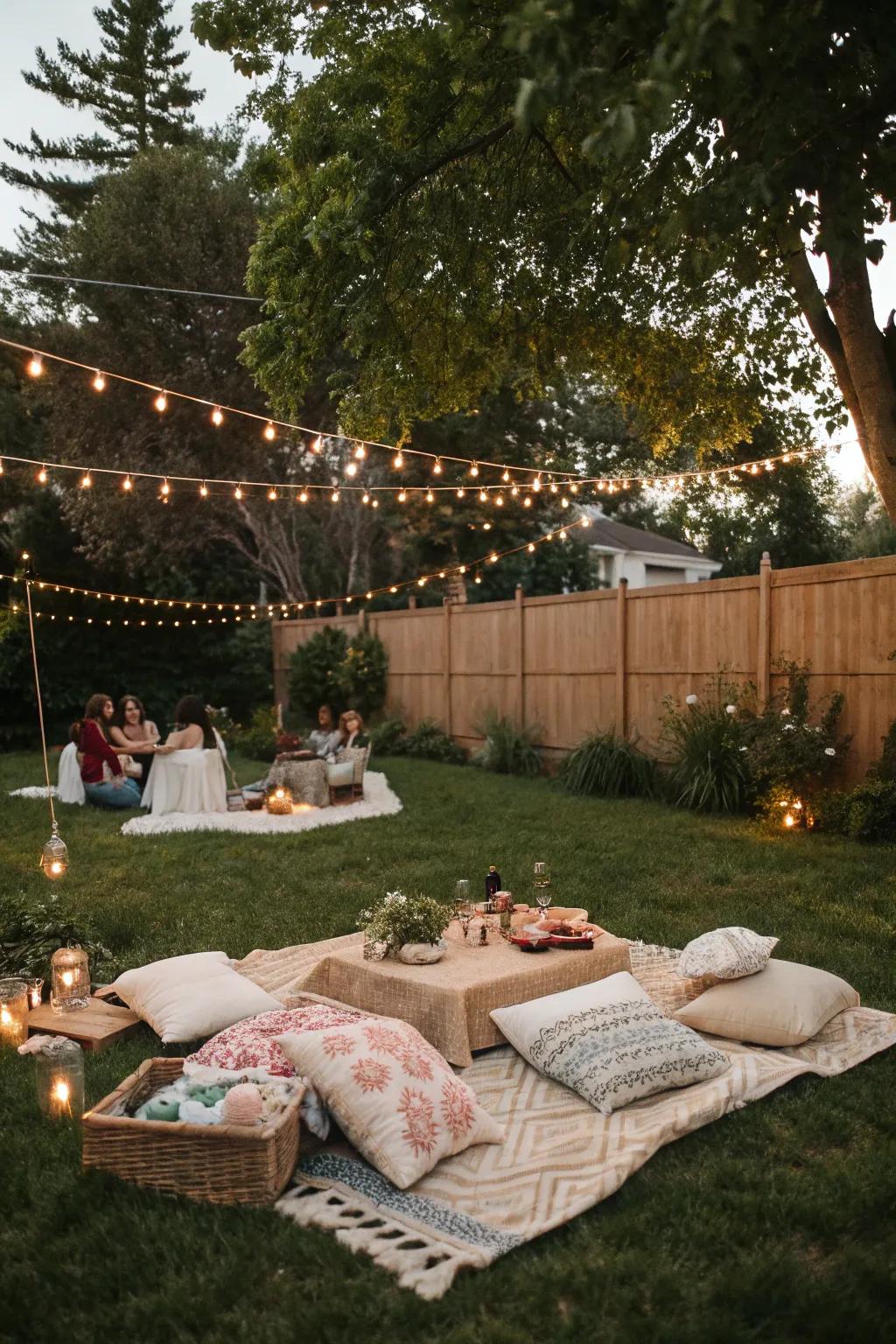 An intimate picnic area provides a relaxed and comfortable seating alternative.