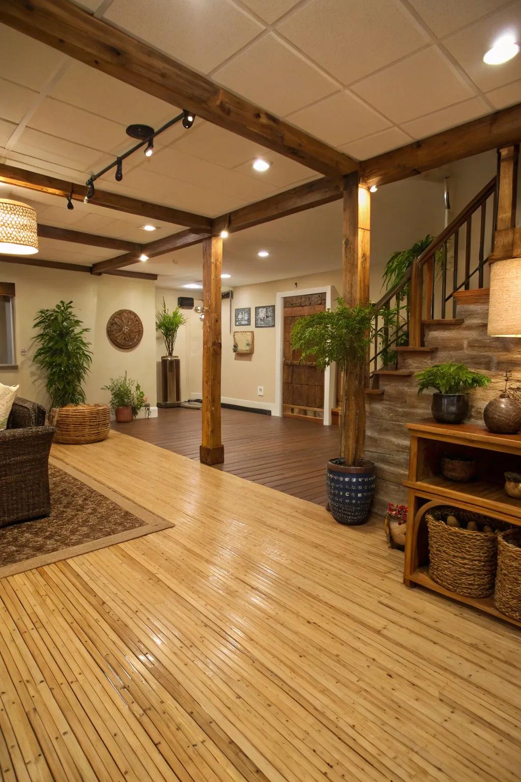 Cane flooring is a sustainable and stylish option.