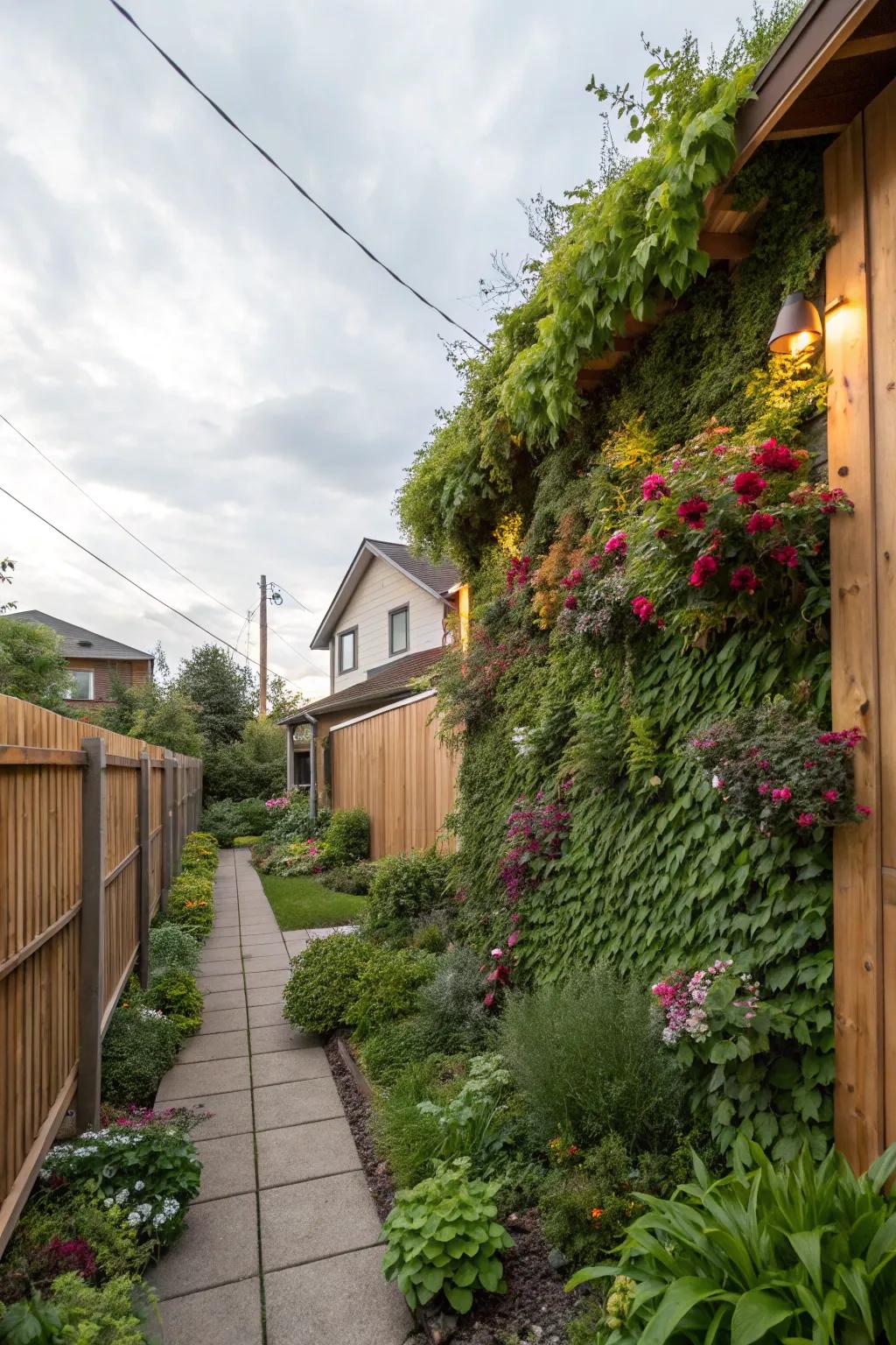 Green walls add greenery and maximize limited space.