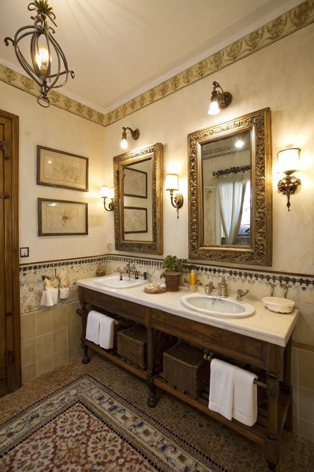A bathroom where retro elements blend with modern design, creating a timeless appeal.