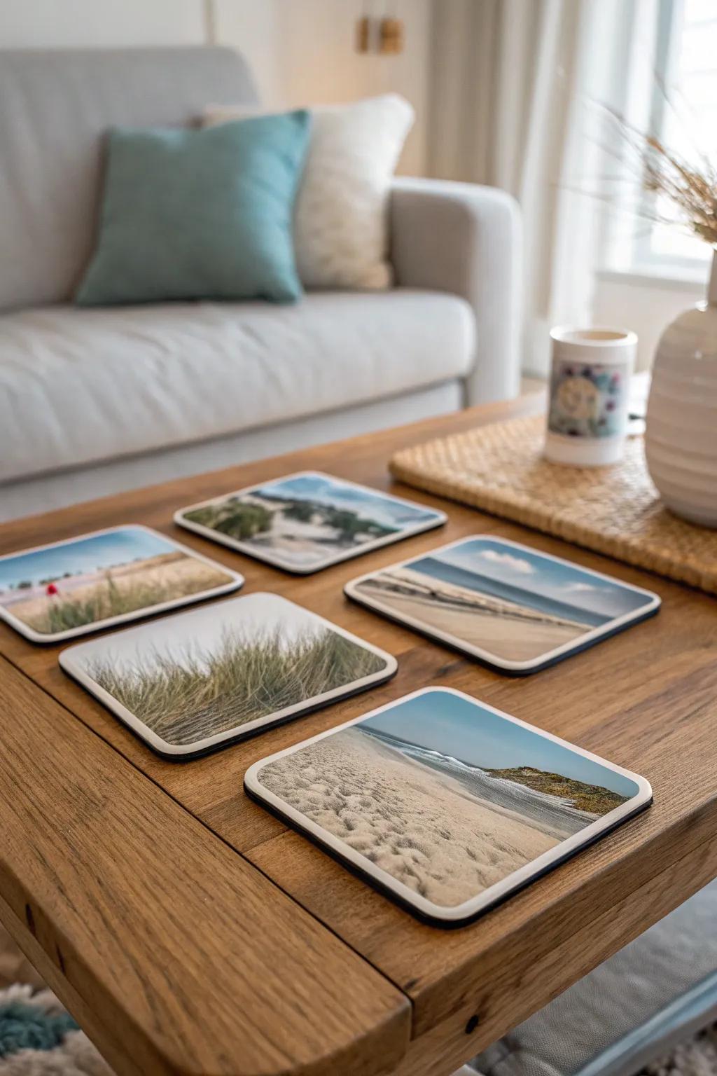 Add a coastal touch to your home with beach view mats.