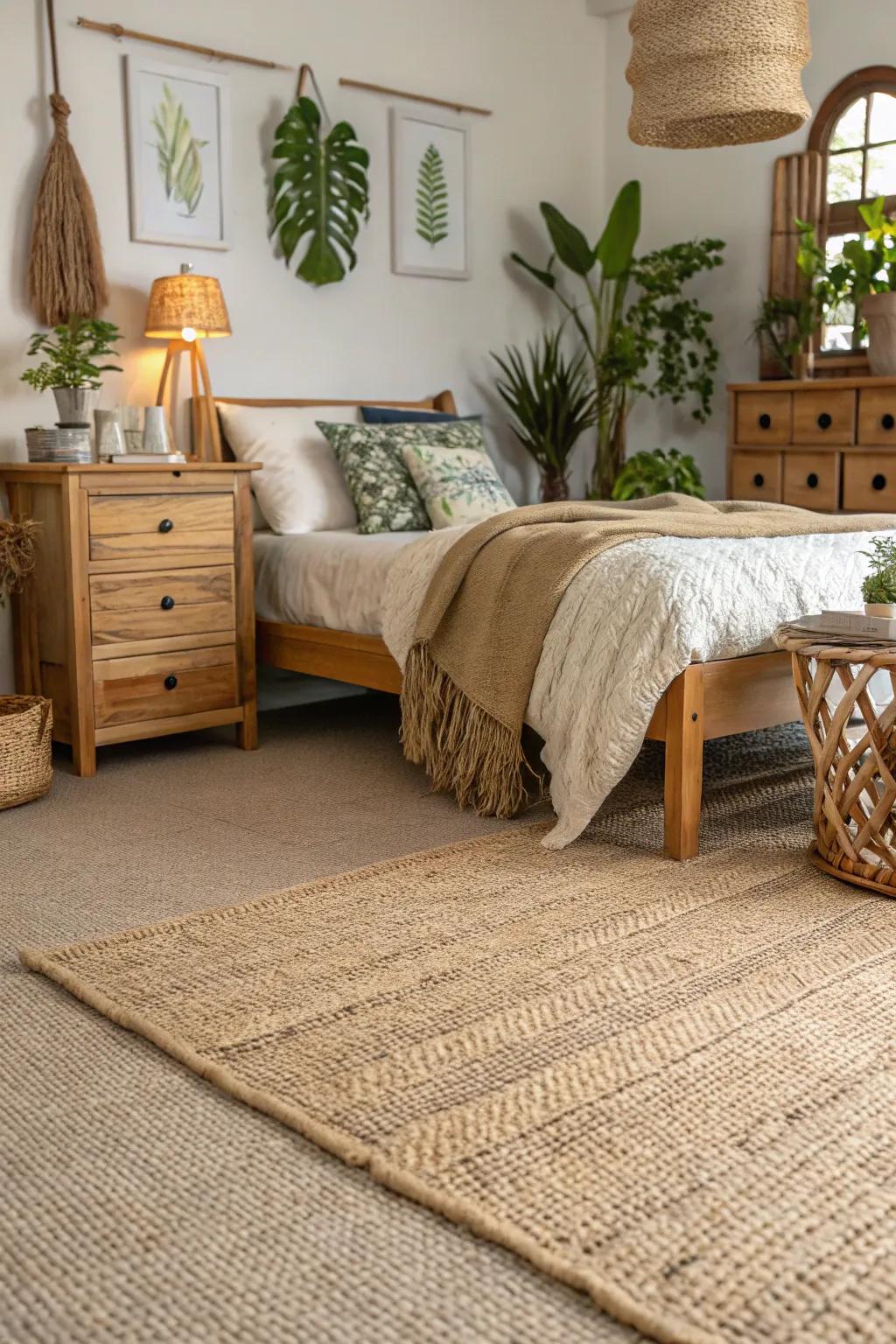 Raw fibers offer an organic and eco-conscious aesthetic.