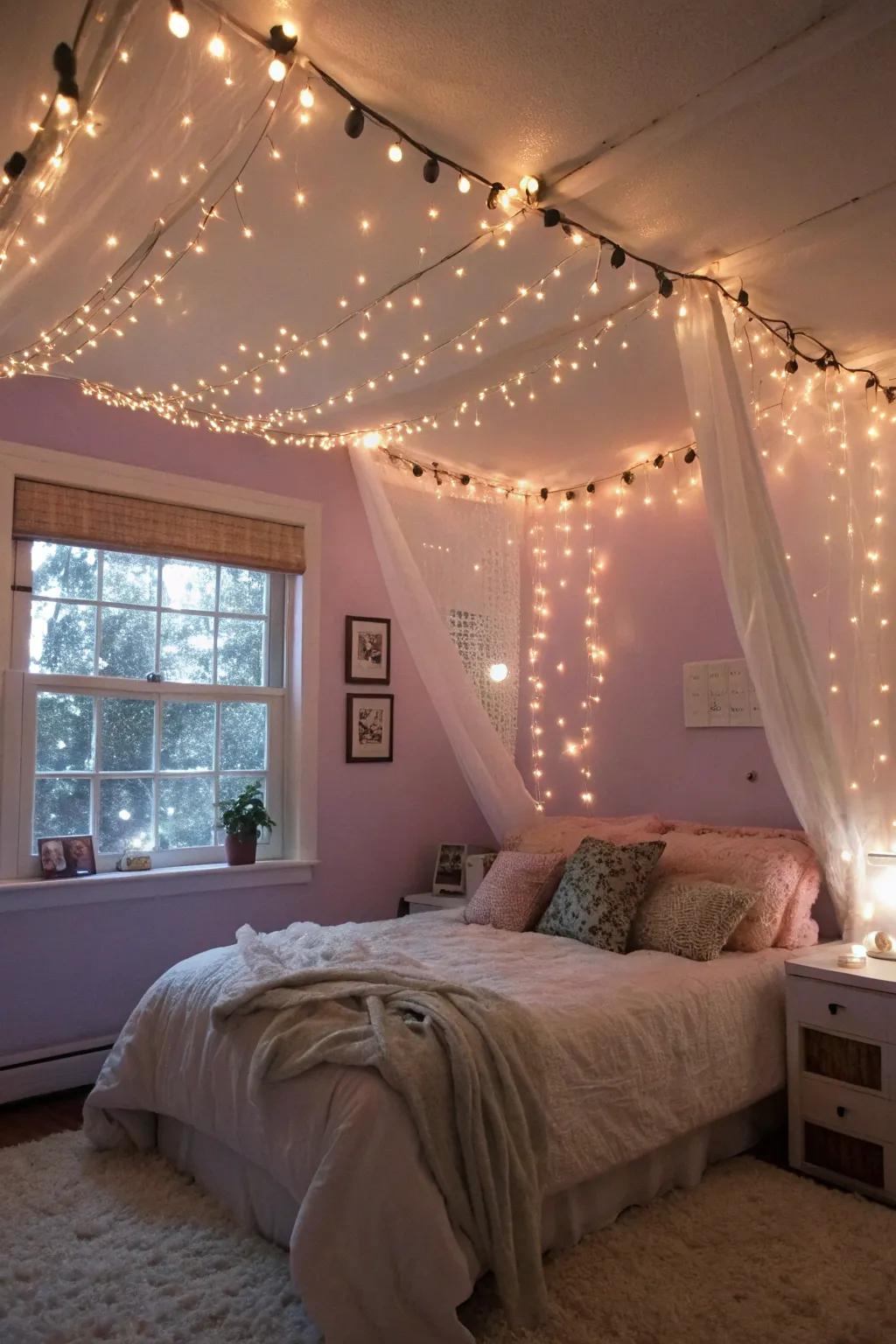 Fairy lights bring a dreamy, magical vibe to any bedroom.
