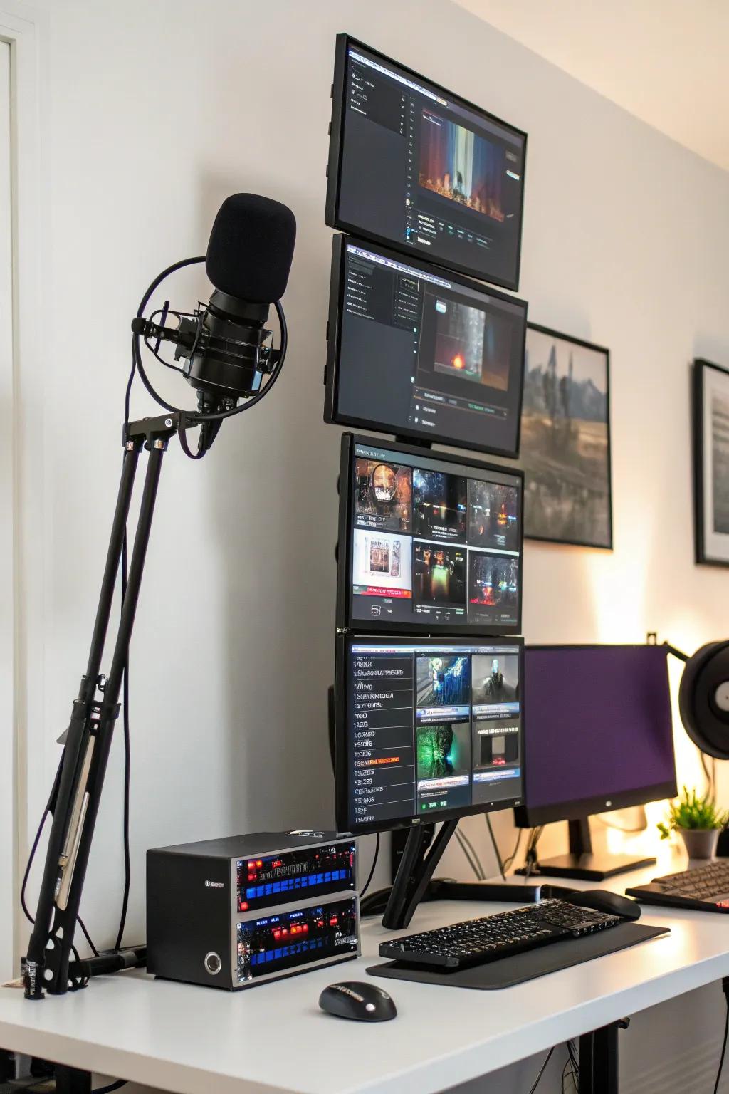 Optimize your space with a visually striking vertical monitor setup.
