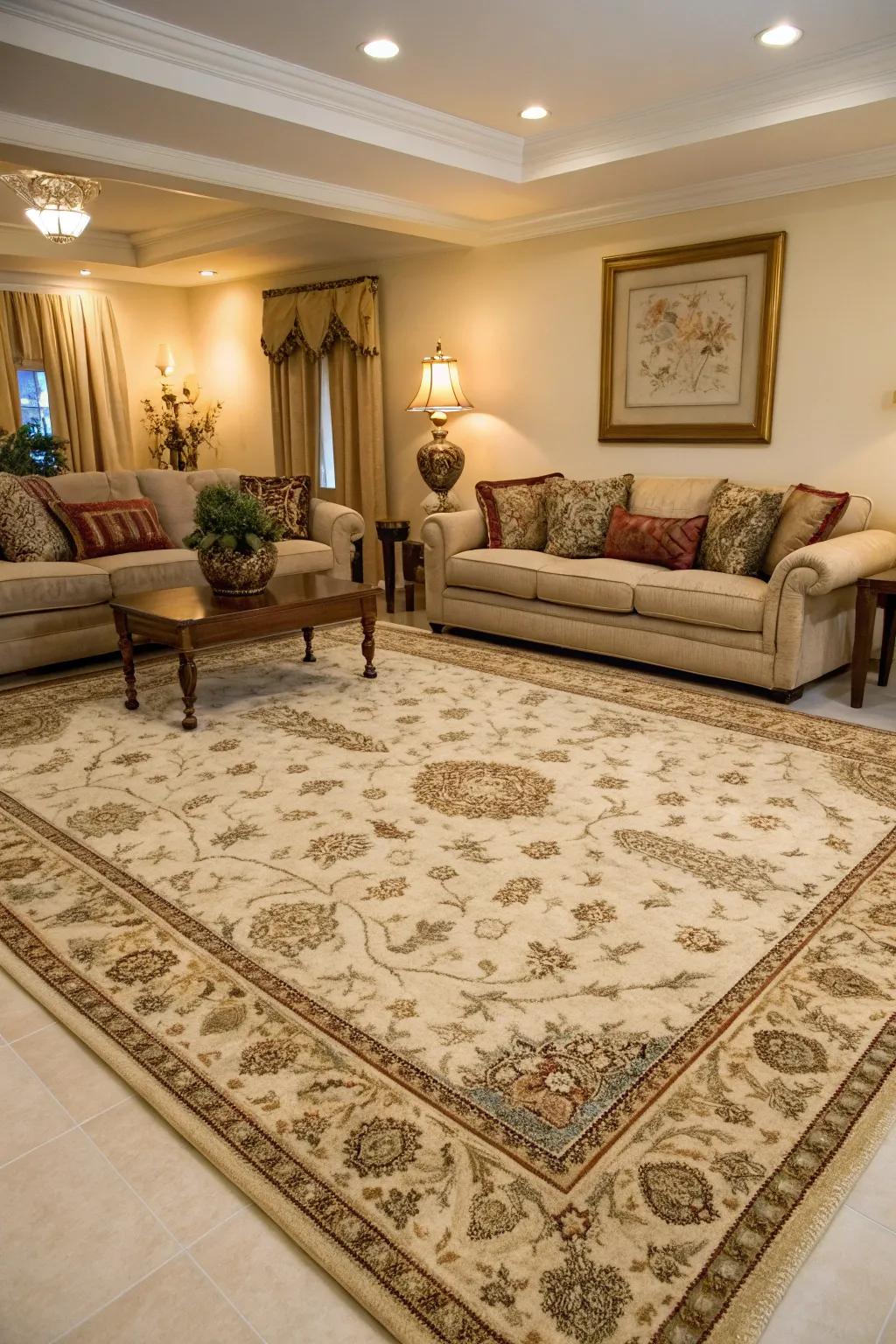 A statement rug can be the focal point of any room.