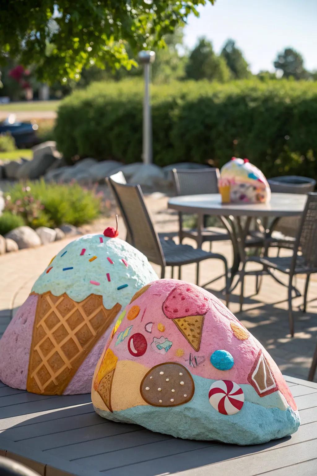 Sweeten up your space with ice cream and candy rocks.