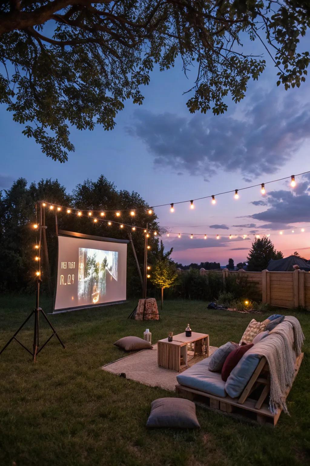 An inviting open-air cinema for evening entertainment.