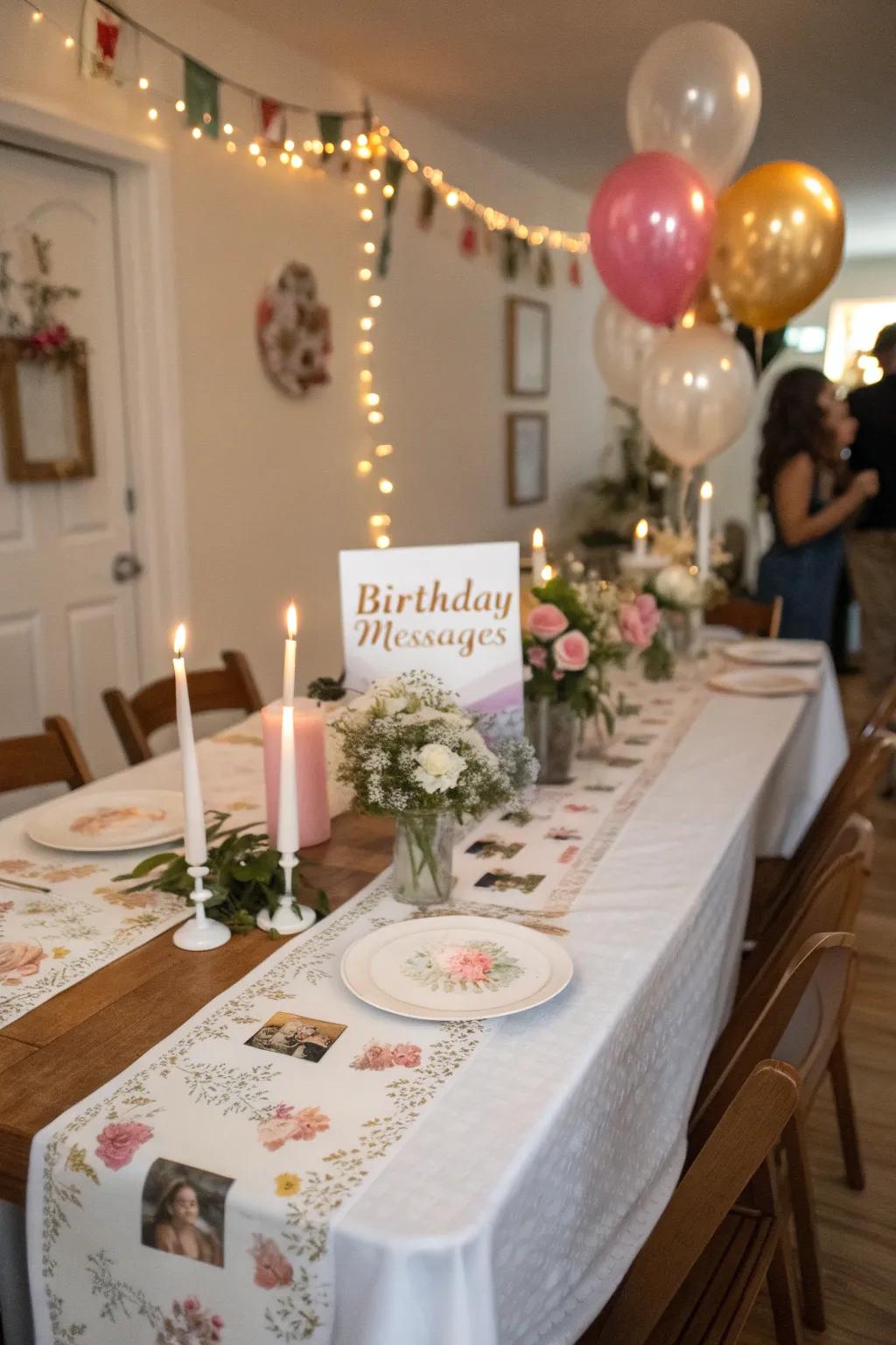 Personalized table runners add a unique touch.