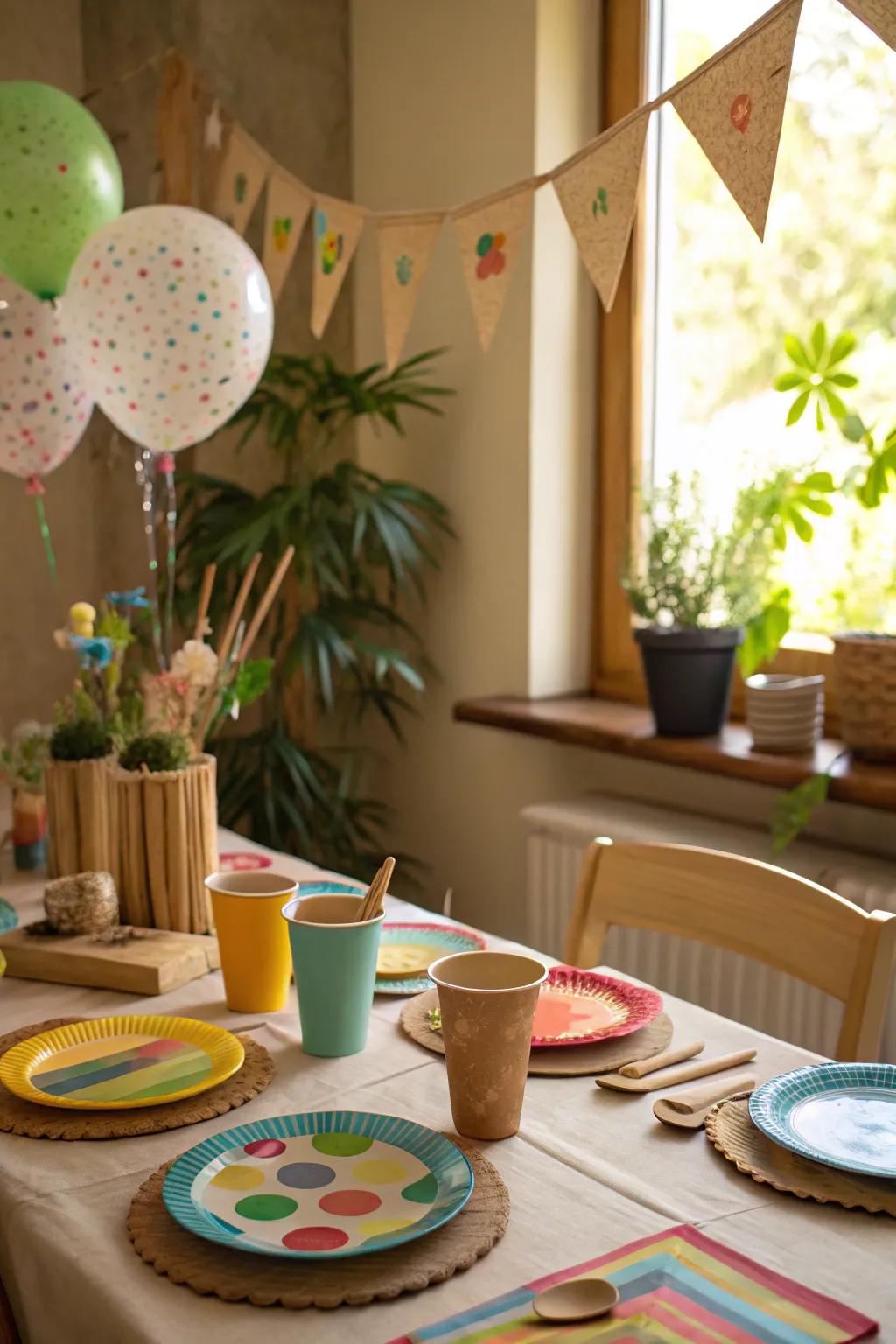 Eco-friendly elements help create a beautiful table that reflects a sense of responsibility.