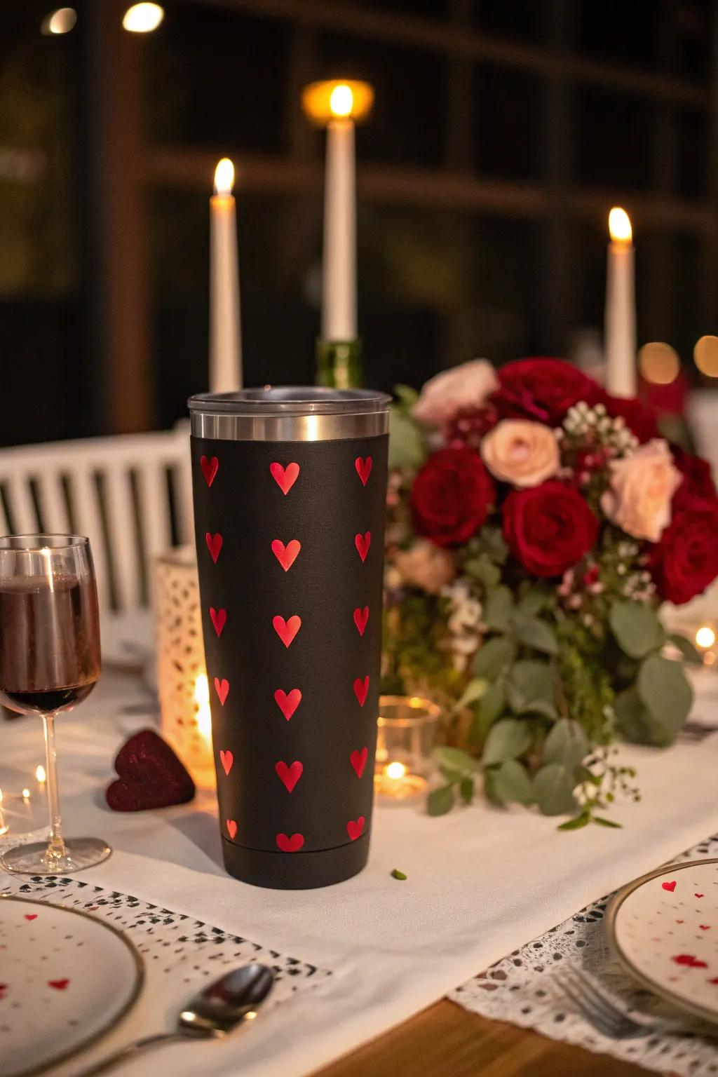 Romantic red heart accents for a special touch.
