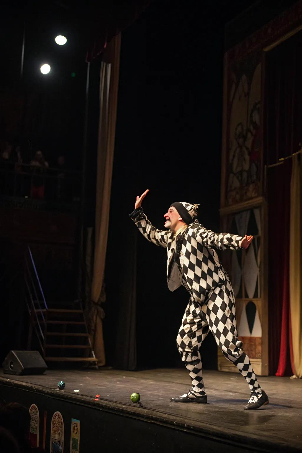Balance humor and mystery by creating a haunting harlequin outfit.