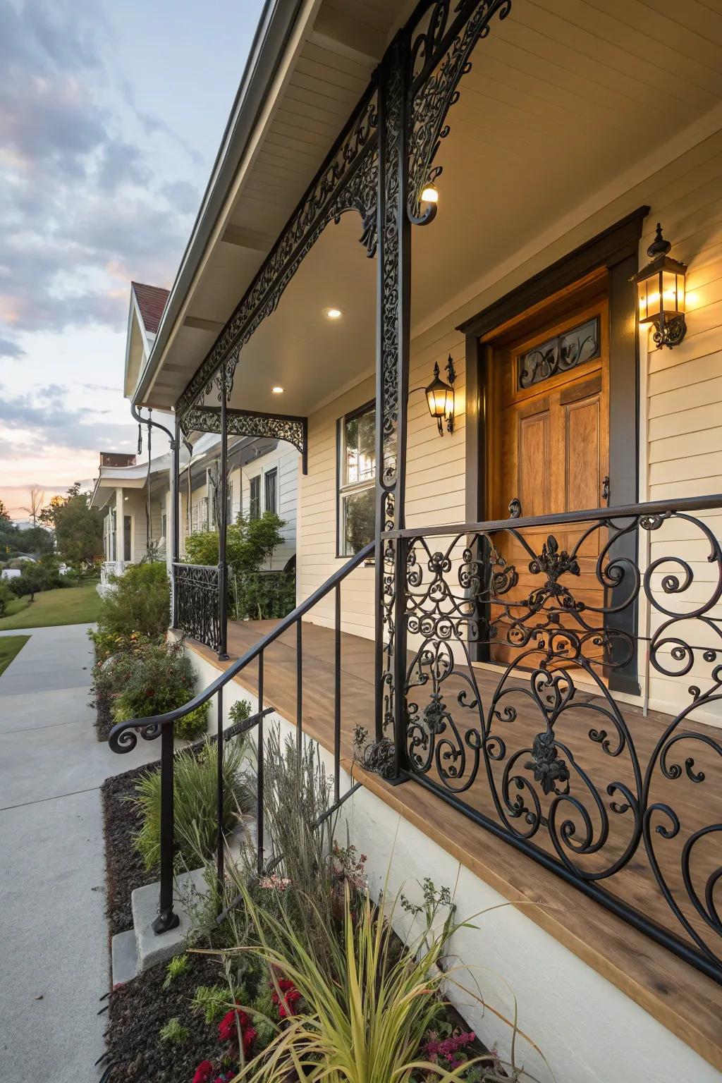 Detailed designs on railings add artistic charm to your porch.