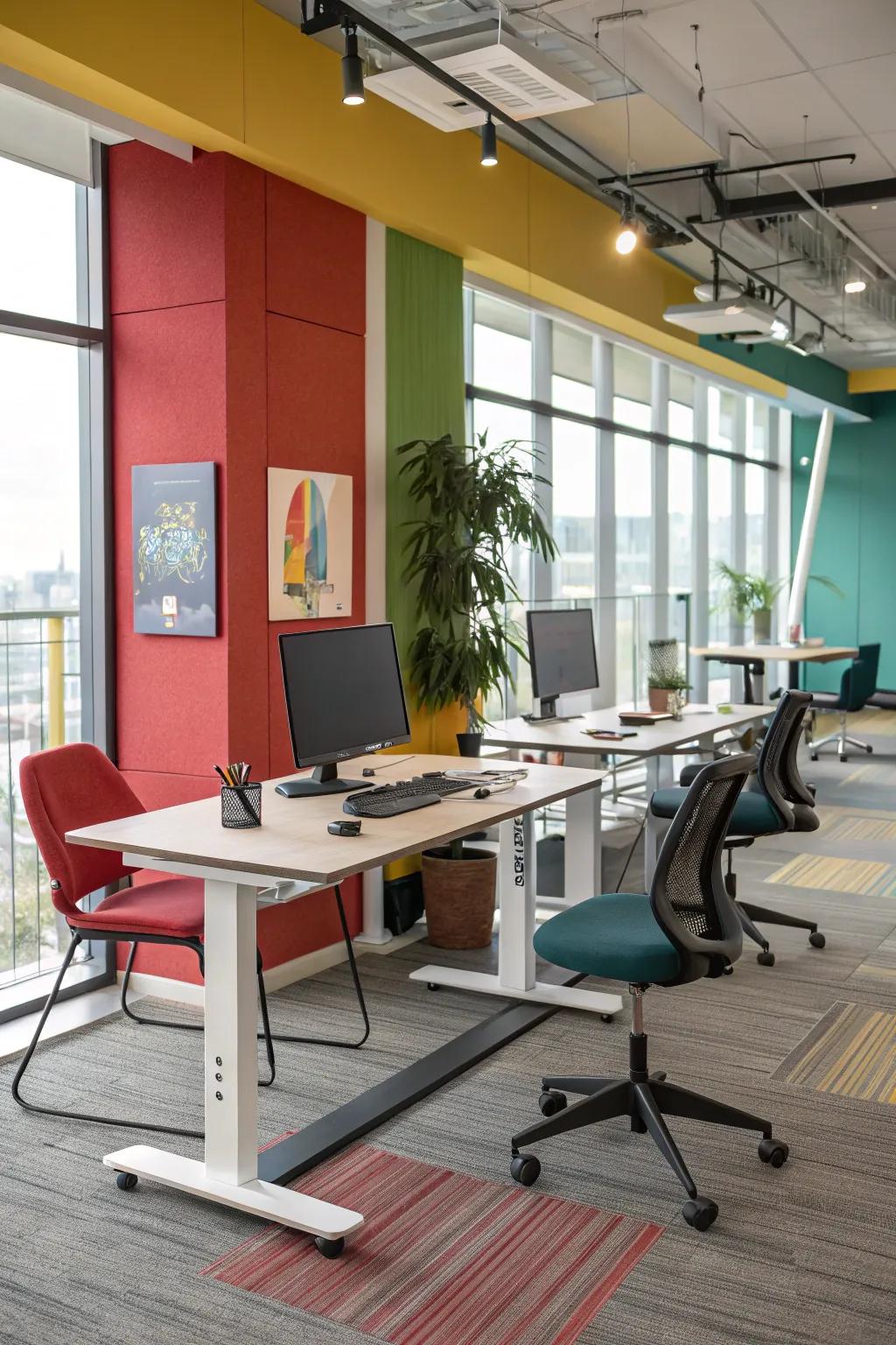 Standing desks add energy and improve productivity.