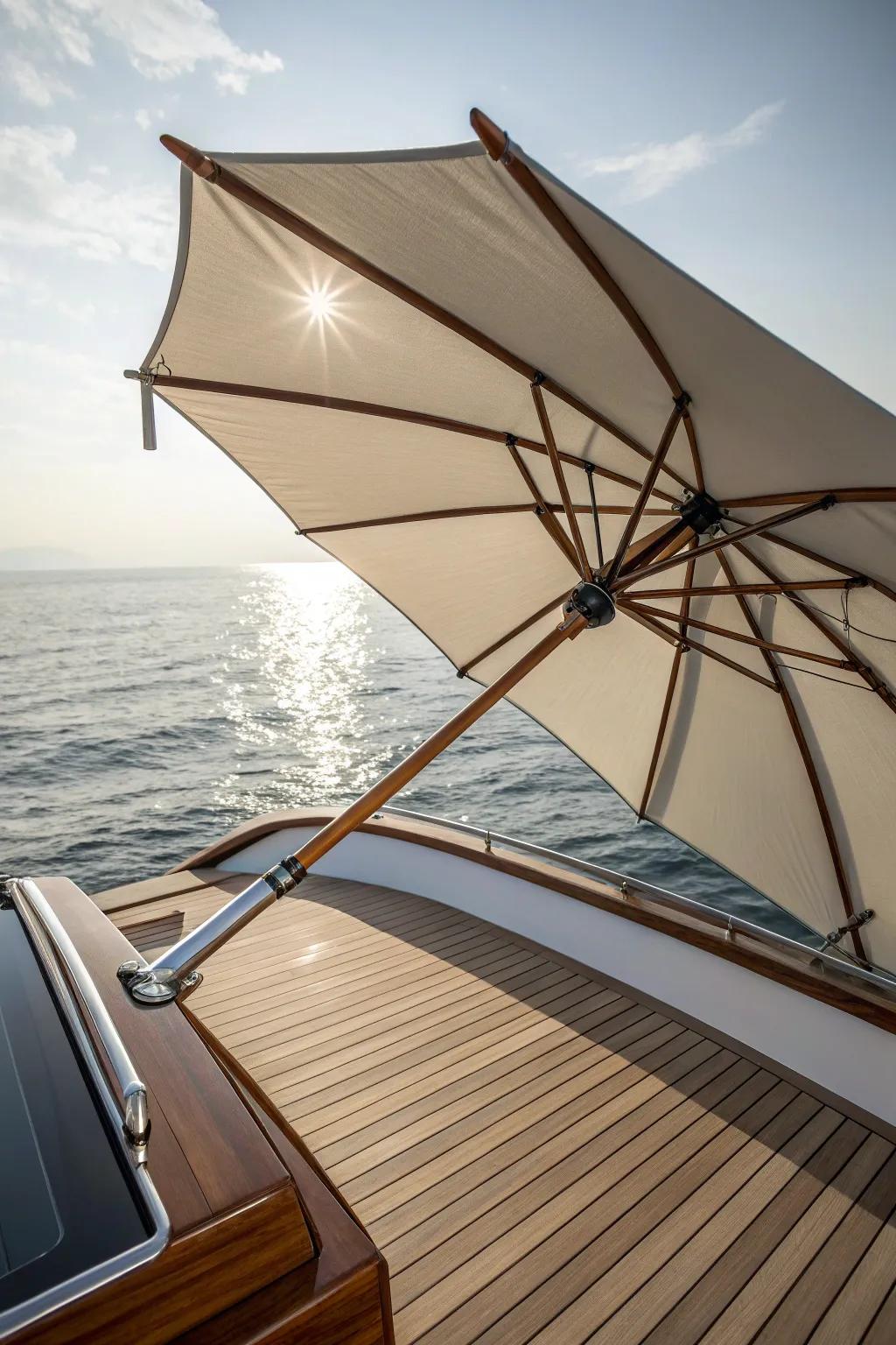Stylish versatility: An adaptable sun shade for your boating adventures.