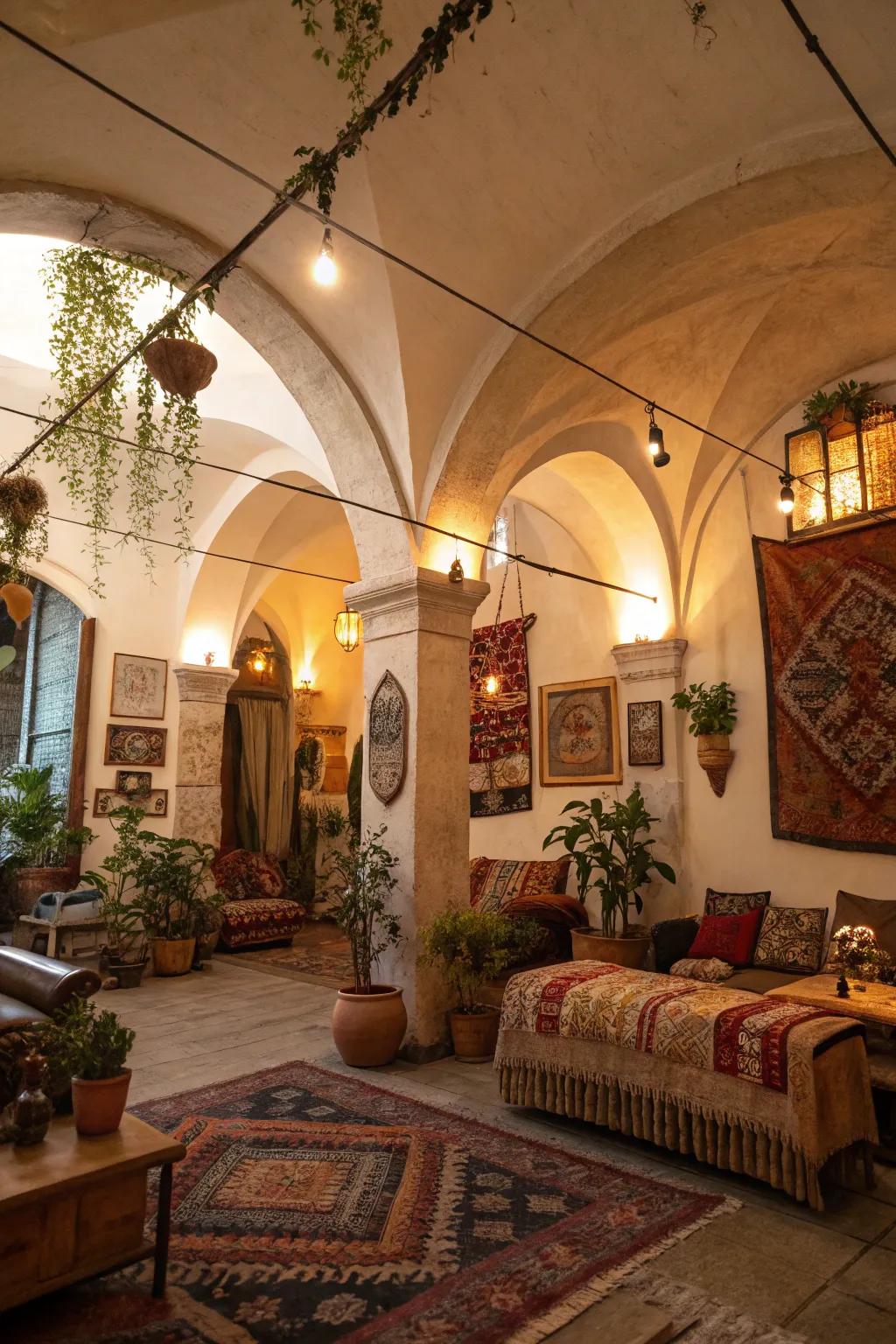 Architectural elements bring depth and character to bohemian design.