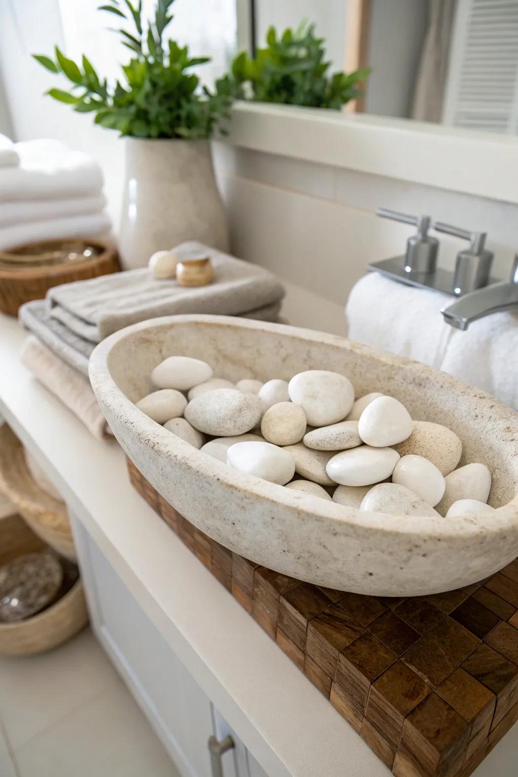 Elegant simplicity through the use of white stones