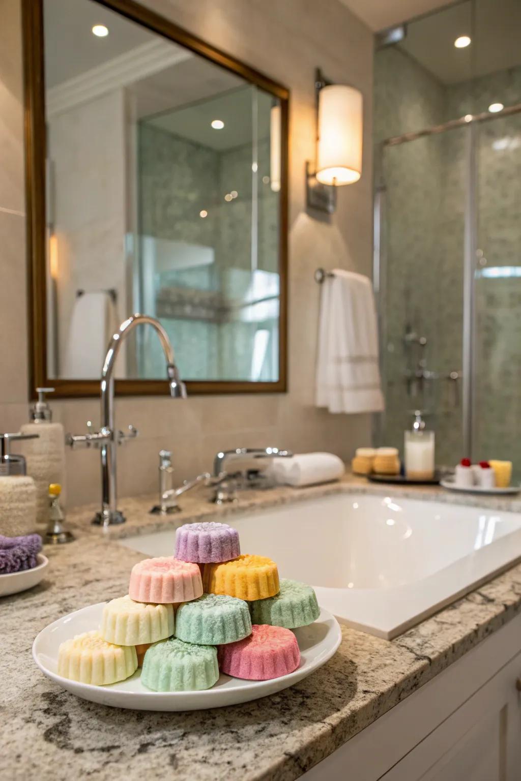Aromatherapy tablets for a spa-inspired shower experience.