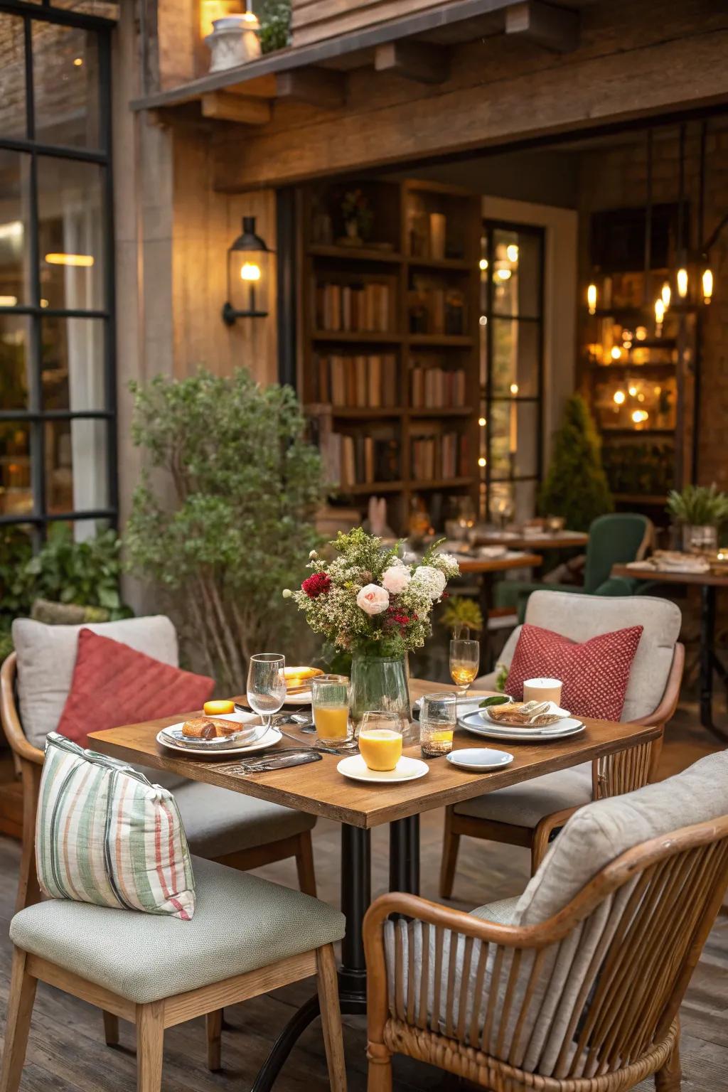 Cozy seating plans promote relaxed conversation.