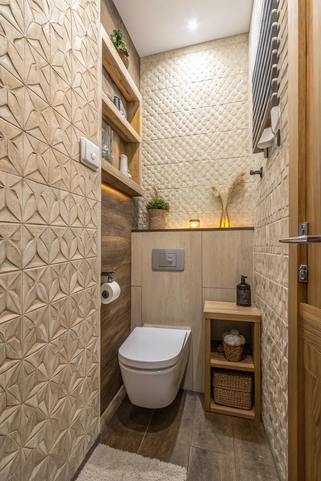 Textured walls introduce dimension and intrigue to your bathroom.