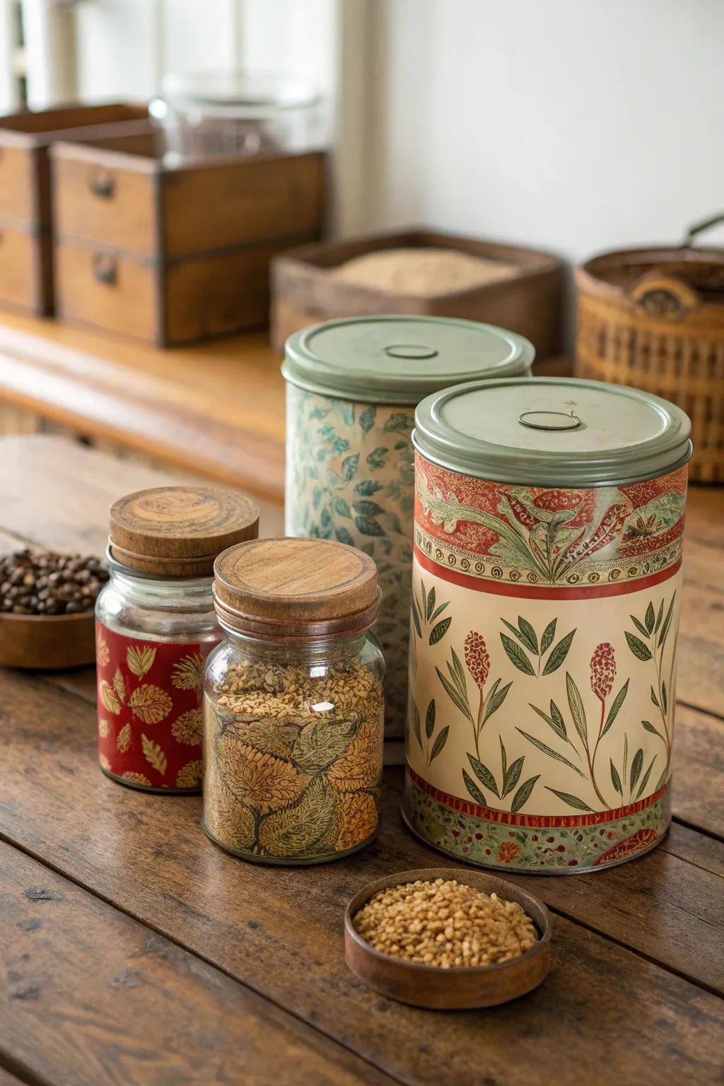 Time-worn tubs provide a nostalgic element to storage.