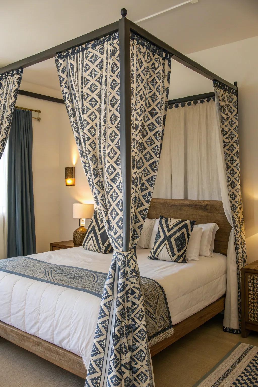 Symmetric prints add contemporary flair.