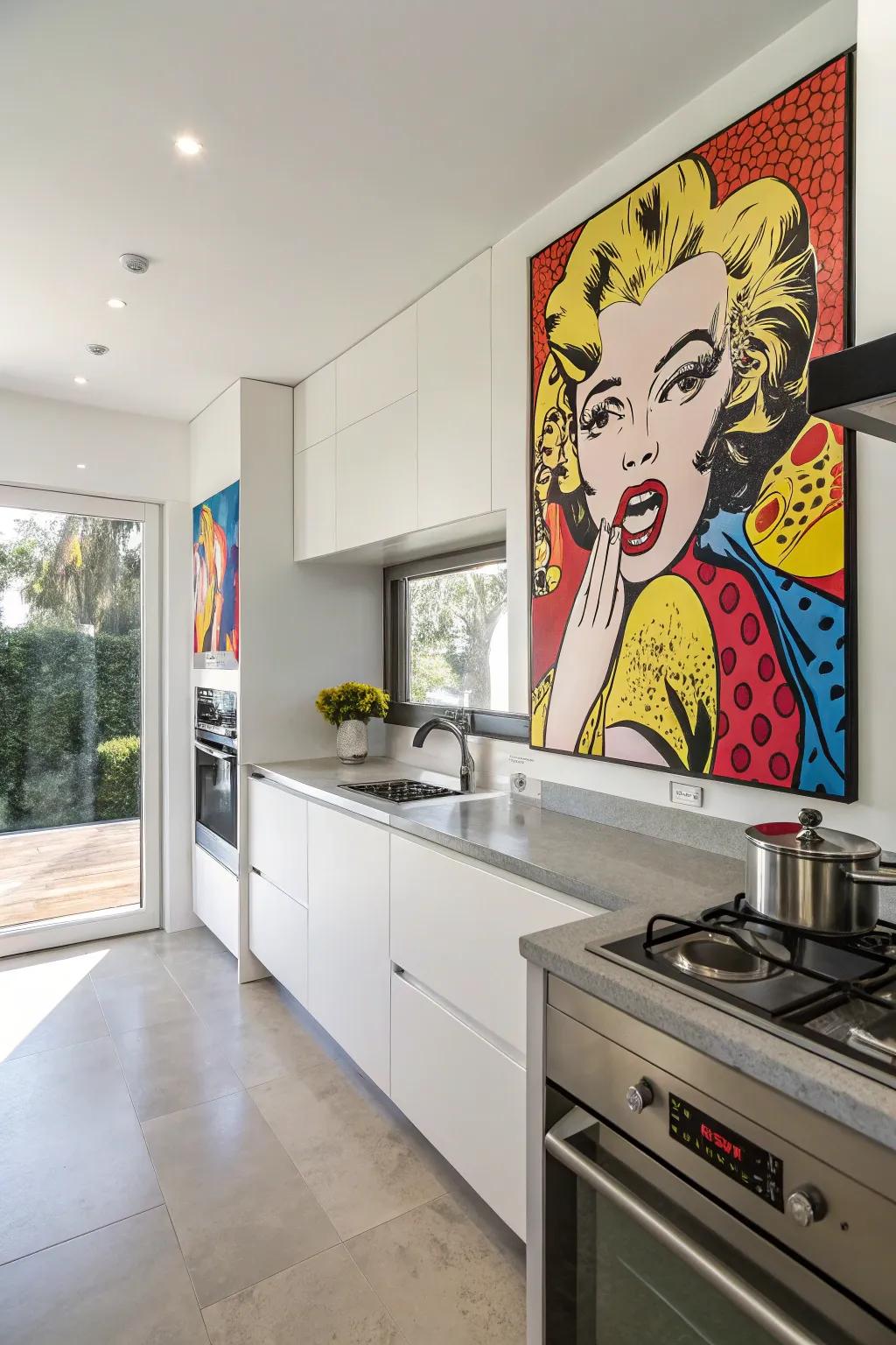 Vivid art canvas in a modern cooking area