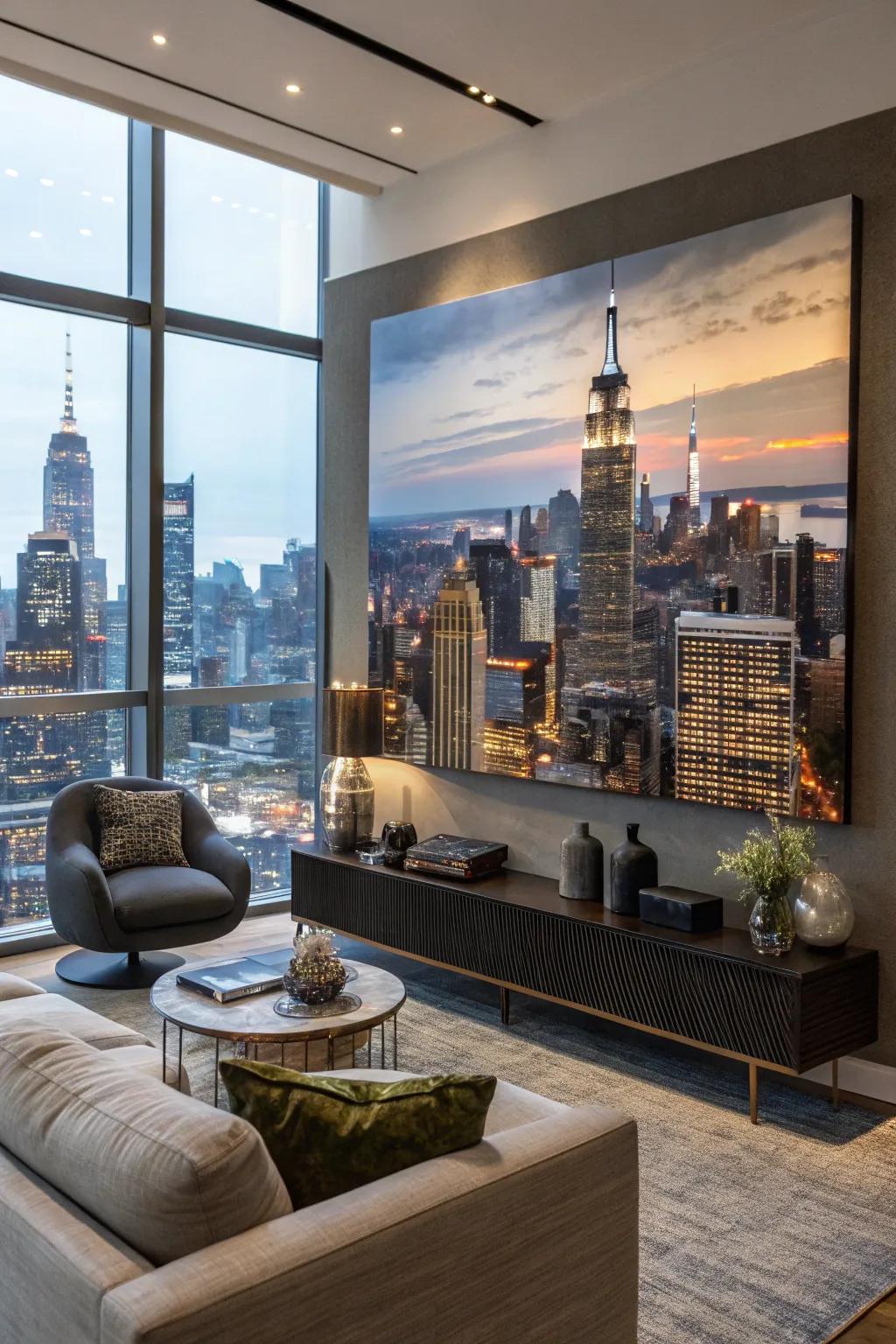 Urban artworks bring city vibes indoors.