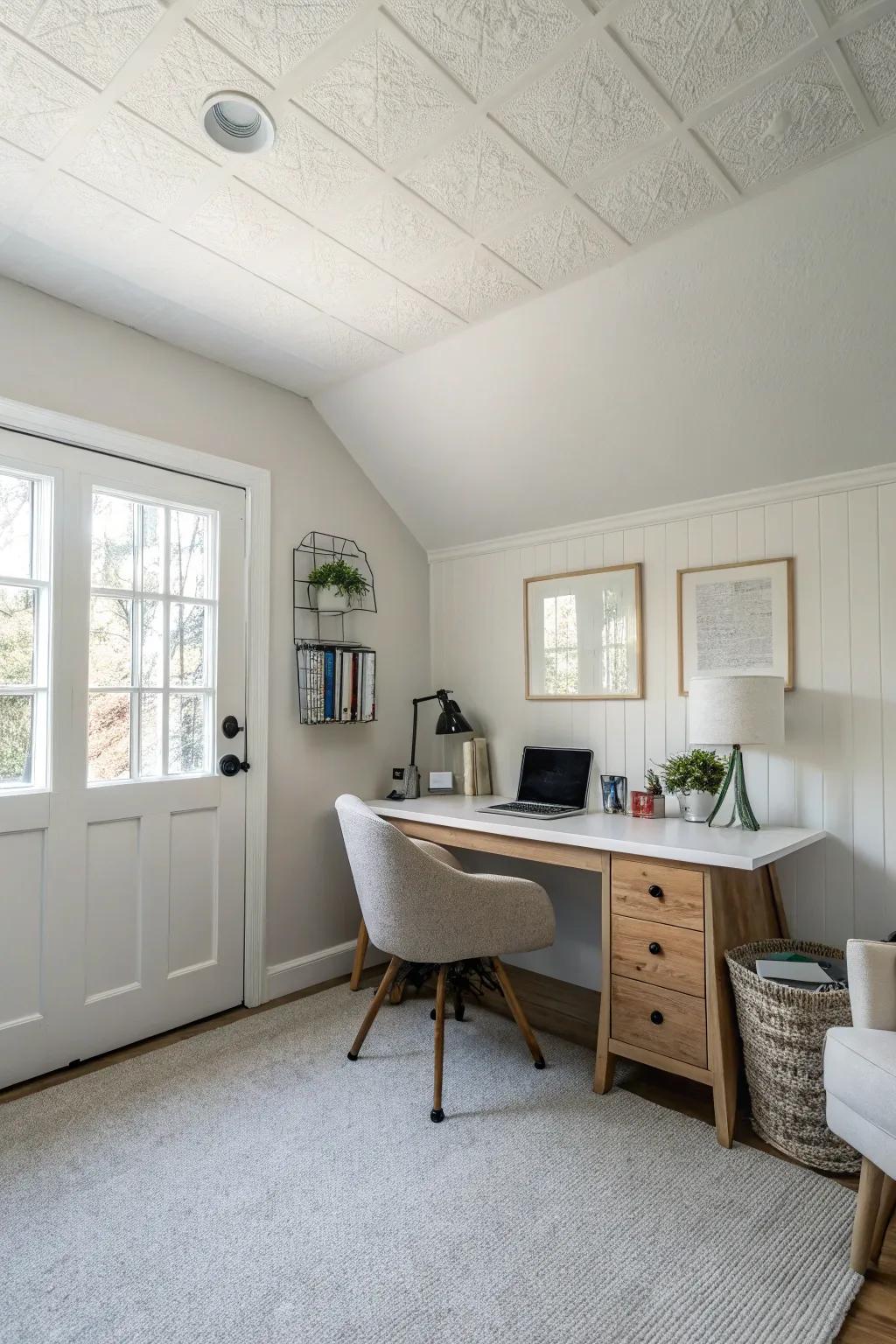 A smooth sheetrock ceiling offers a clean and modern look.