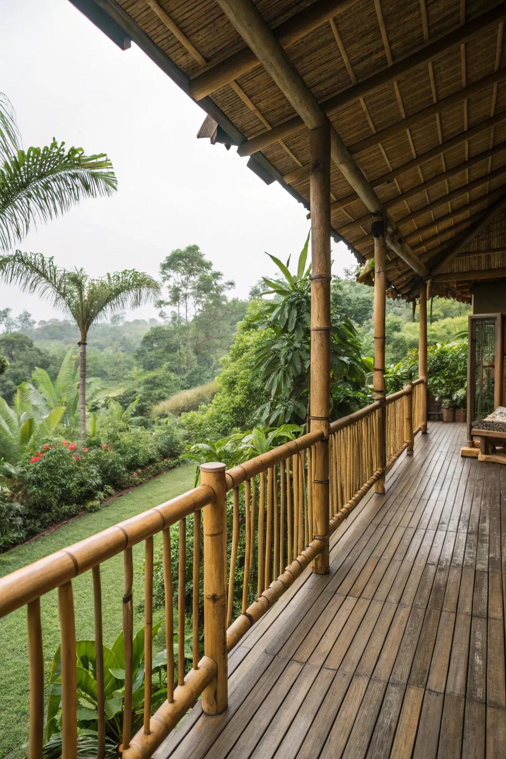 Reed railings add an exotic and sustainable style.