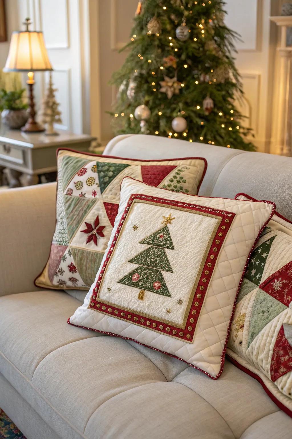 Quilted sophistication delivers warmth to the festive decor.
