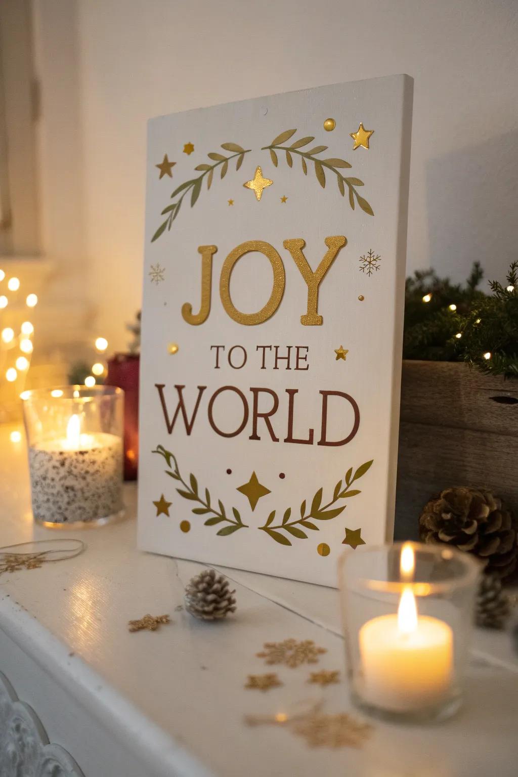 Introduce sparkle with metallic accents on your Christmas placard.