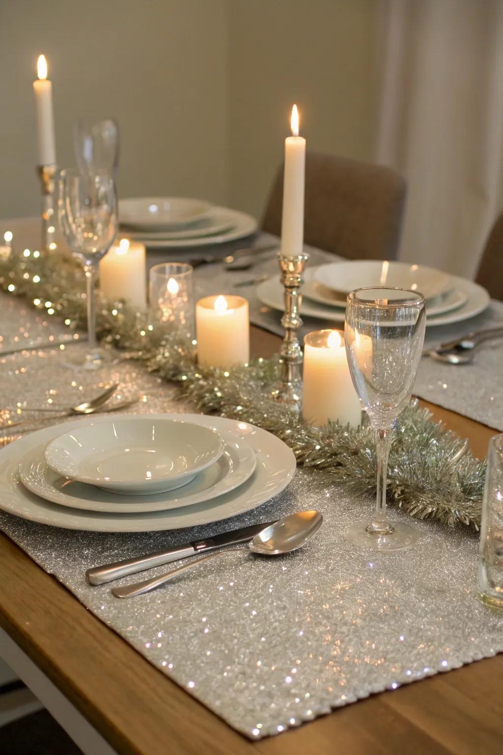 A sparkle strand table adornment appends radiance to a celebratory dining experience.