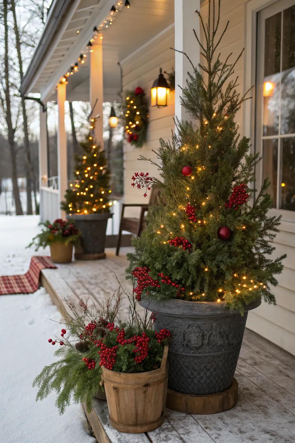Holiday greenery adds a natural, welcoming touch.