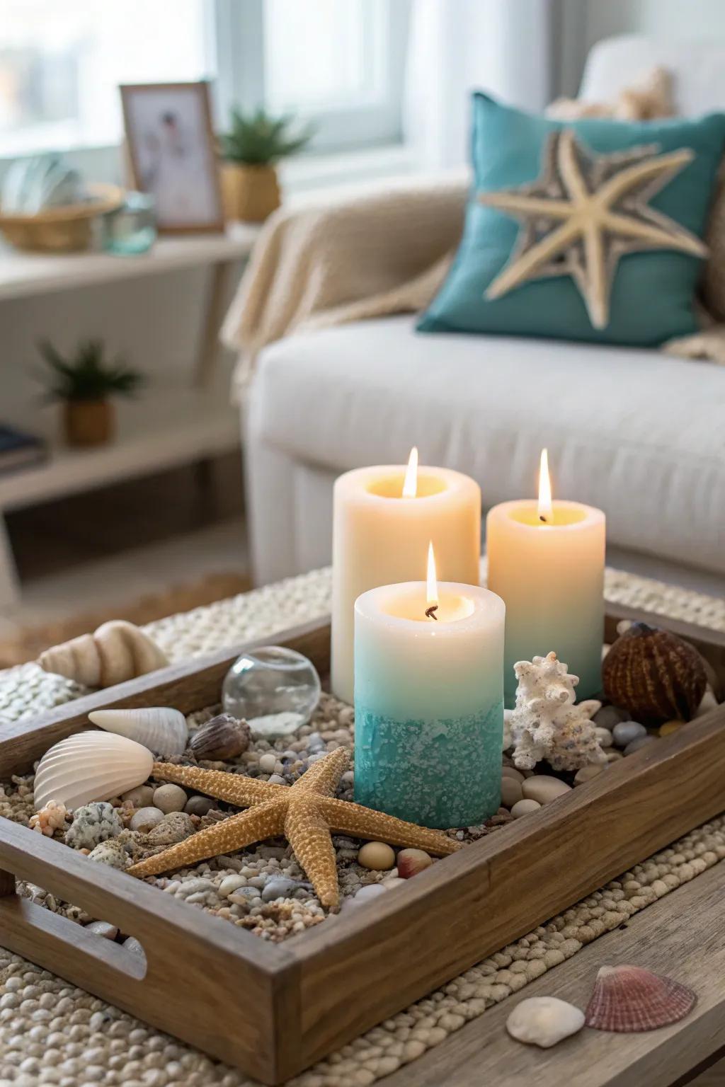 Aromatic wax lights bring the aroma of the ocean indoors.