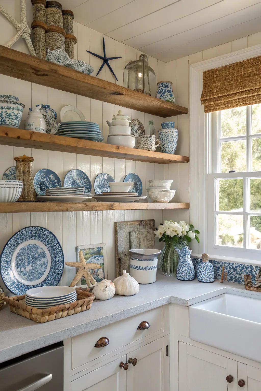 Open storage showcases personal style while keeping spaces airy.