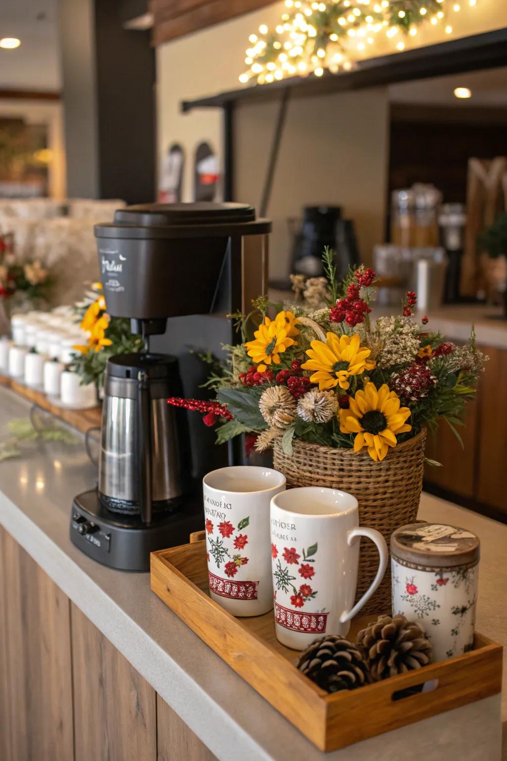 Seasonal decor provides a festive and ever-changing charm.