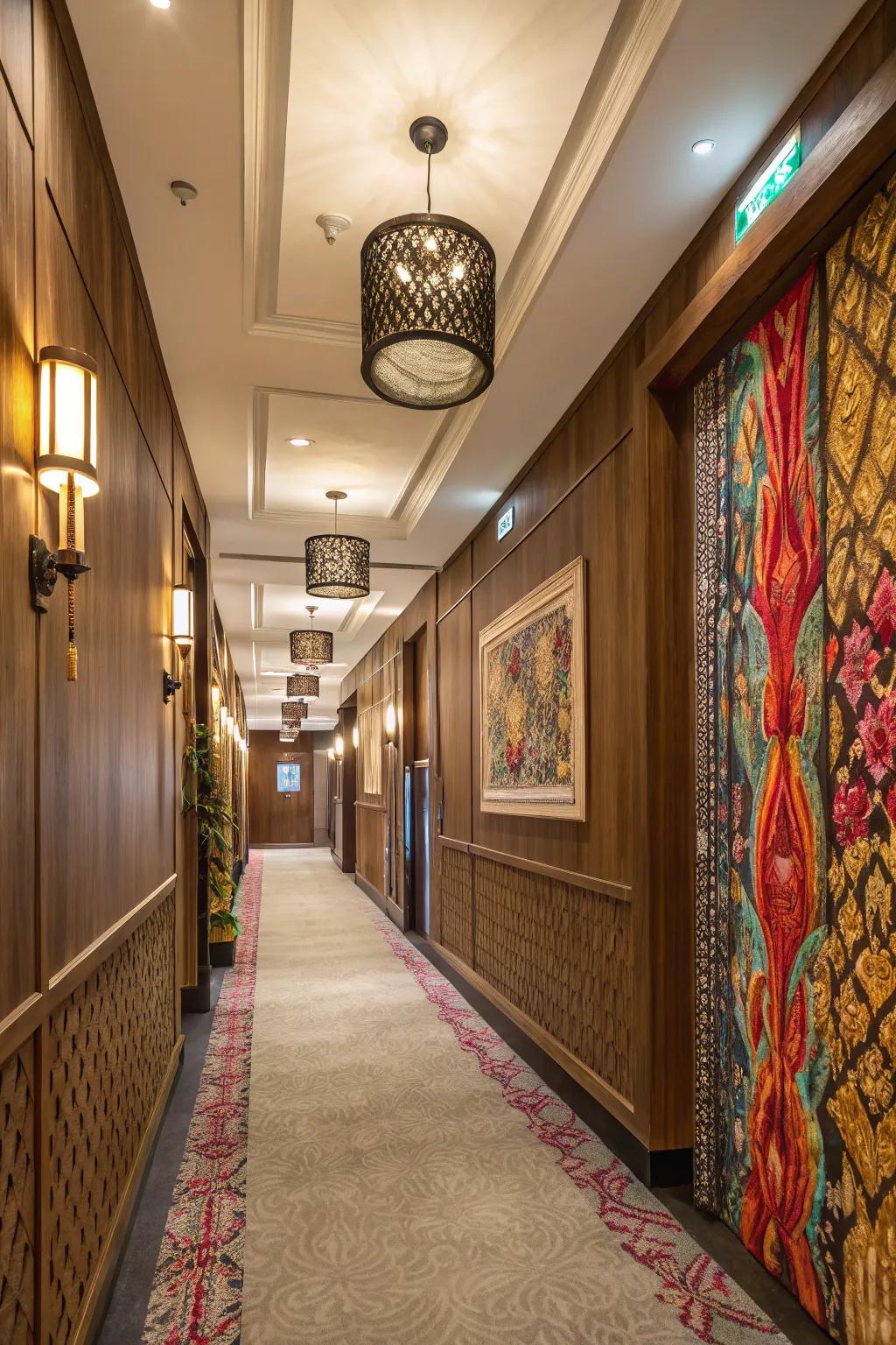 Textures add depth and visual interest to your hallway walls.